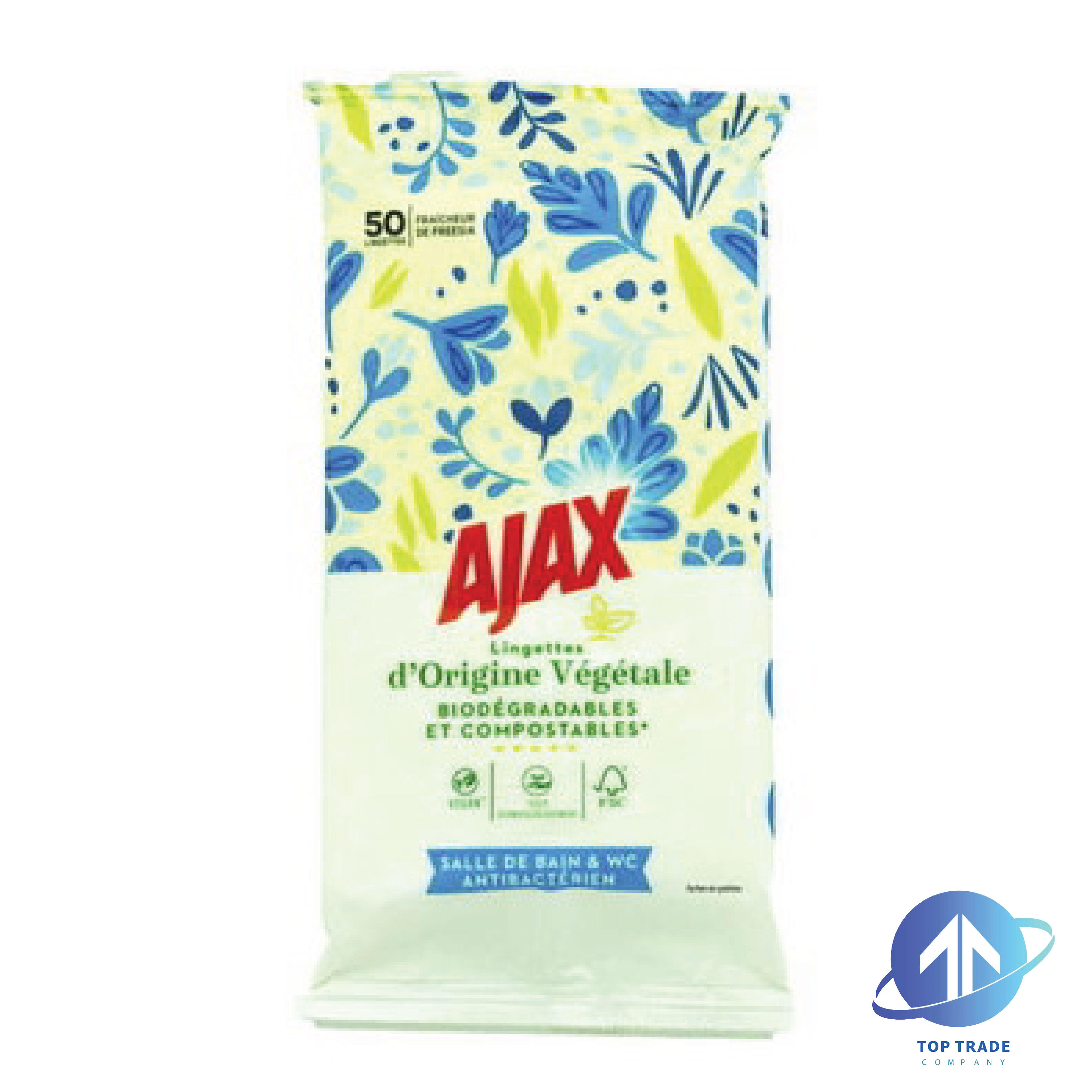 Ajax Anti-bacterial wipes Bathroom and Toilet Biodegradable 50pcs